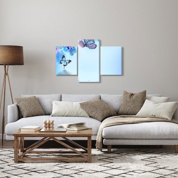 Kép - Pillangó orchidea virágon, kék (90x60 cm)