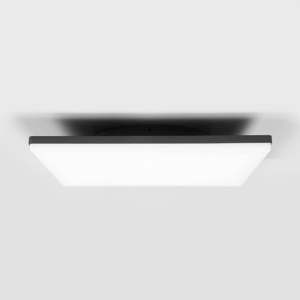 Lucande LED mennyezeti lámpa Henni, IP65, szenzoros, 30x30 cm, antracit, Alu / szürke / cink, Modern