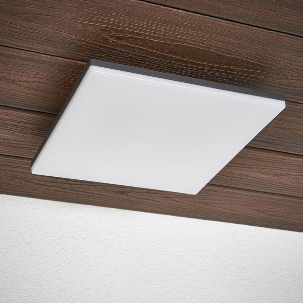 Lucande LED mennyezeti lámpa Henni, IP65, szenzoros, 30x30 cm, antracit, Alu / szürke / cink, Modern