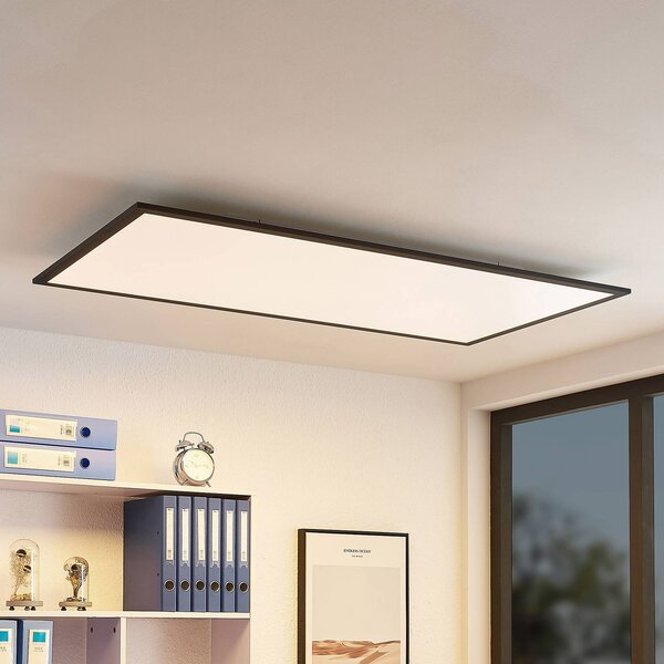 Lindby LED panel Nelios, 120 x 60 cm, 4000K, fekete, fém, Fekete, Konyha, Alumínium, Modern
