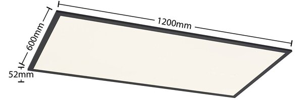 Lindby LED panel Nelios, 120 x 60 cm, 4000K, fekete, fém, Fekete, Konyha, Alumínium, Modern