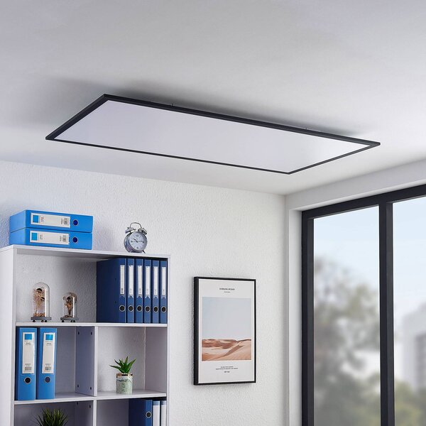 Lindby LED panel Nelios, 120 x 60 cm, 4000K, fekete, fém, Fekete, Konyha, Alumínium, Modern