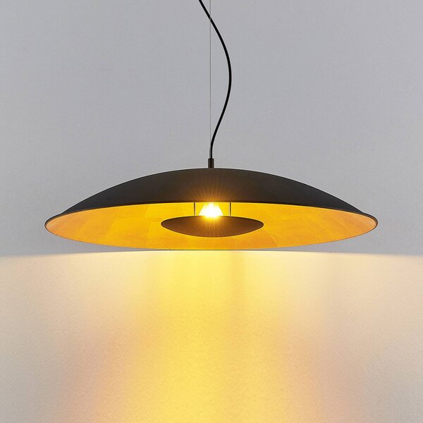 Lindby függőlámpa Narisara, Ø 80 cm, E27, fekete-arany, dimmelhető, Fekete, Nappali / Étkező, fém, Modern