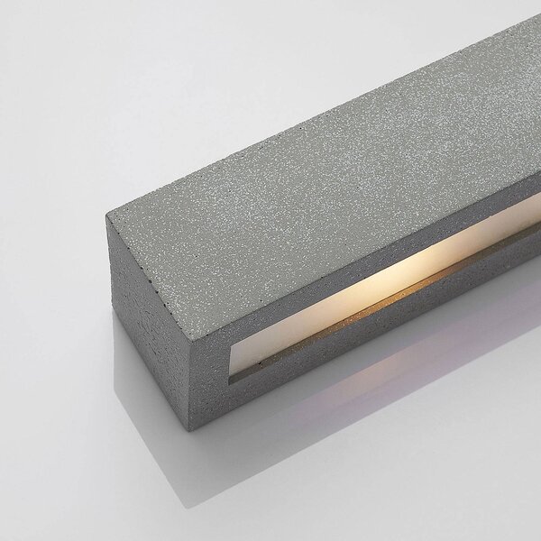 Lindby Nellie fali lámpa, szürke, beton, 35,3 cm széles, dimmelhető, Alu / szürke / cink, Nappali / Étkező, Beton, Modern