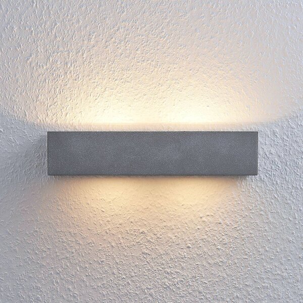 Lindby Nellie fali lámpa, szürke, beton, 35,3 cm széles, dimmelhető, Alu / szürke / cink, Nappali / Étkező, Beton, Modern
