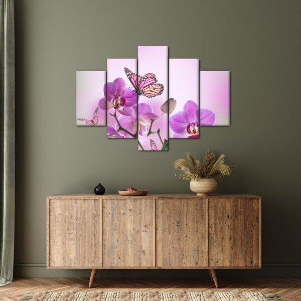 Kép - Pillangó orchidea virágon, lila (150x105 cm)
