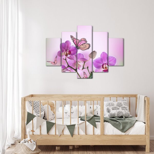 Kép - Pillangó orchidea virágon, lila (150x105 cm)
