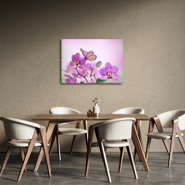 Kép - Pillangó orchidea virágon, lila (70x50 cm)