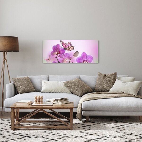 Kép - Pillangó orchidea virágon, lila (120x50 cm)