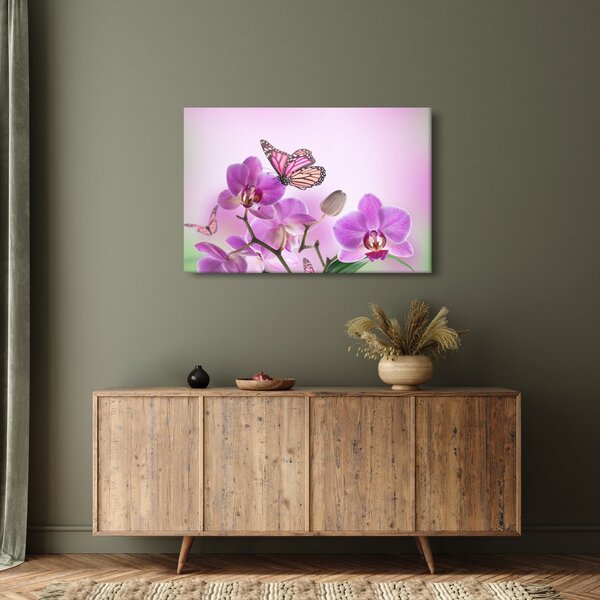 Kép - Pillangó orchidea virágon, lila (90x60 cm)