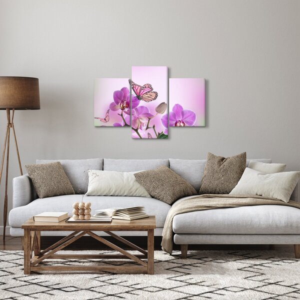 Kép - Pillangó orchidea virágon, lila (90x60 cm)