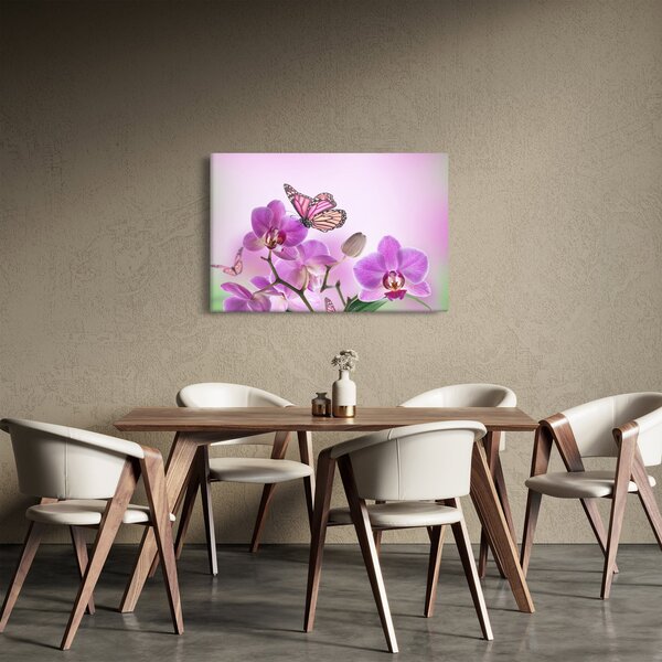 Kép - Pillangó orchidea virágon, lila (90x60 cm)