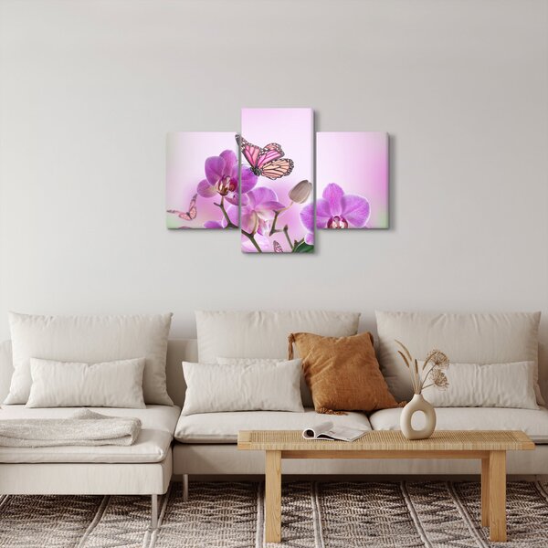 Kép - Pillangó orchidea virágon, lila (90x60 cm)