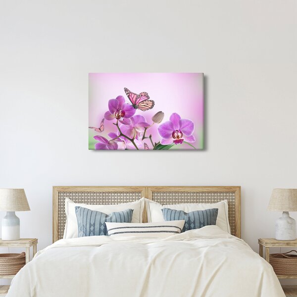 Kép - Pillangó orchidea virágon, lila (90x60 cm)