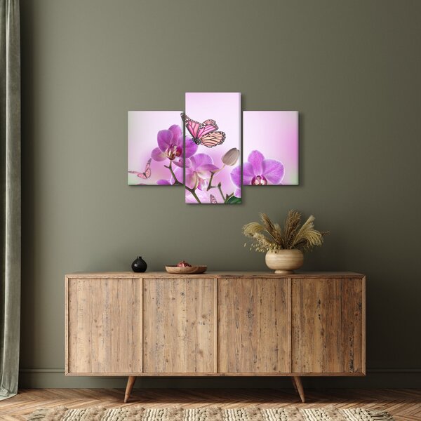 Kép - Pillangó orchidea virágon, lila (90x60 cm)