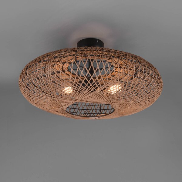 Trio Lighting Hedda mennyezeti lámpa szizálból és fémből, dimmelhető, Barna / rozsda, Nappali / Étkező, fém