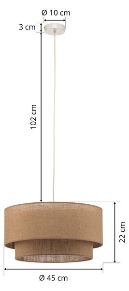 Duolla Boho függő világítás, barna, átmérő 45 cm, textil, dimmelhető, Barna / rozsda, Nappali / Étkező, Textil / szövet / selyem, Vidéki otthon / Rusztikus