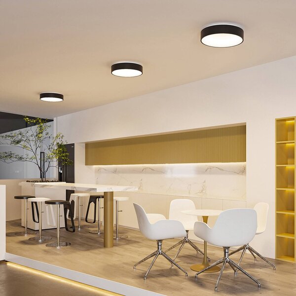 Arcchio LED mennyezeti lámpa Aleksi, Ø 45cm, fekete, fém, CCT, dimmelhető, Fekete, Konyha, fém, Modern