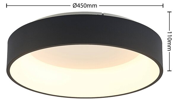 Arcchio LED mennyezeti lámpa Aleksi, Ø 45cm, fekete, fém, CCT, dimmelhető, Fekete, Konyha, fém, Modern