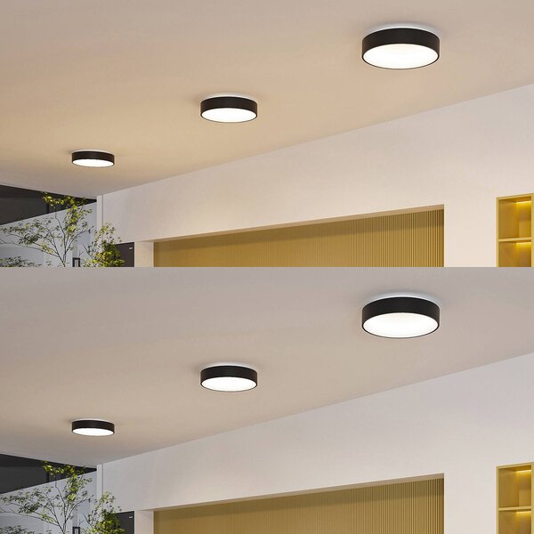 Arcchio LED mennyezeti lámpa Aleksi, Ø 45cm, fekete, fém, CCT, dimmelhető, Fekete, Konyha, fém, Modern