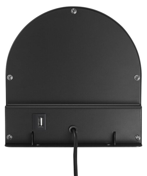 Nordlux Fali lámpa Cody, polccal és USB porttal, fekete, Fekete, Hálószoba, fém, Modern