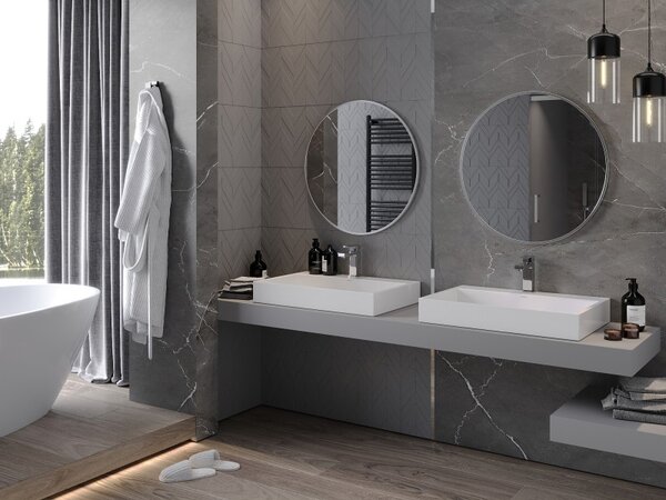 Mexen Loft kerek fürdőszobai tükör 70 cm, inox keret - 9850-070-070-000-10