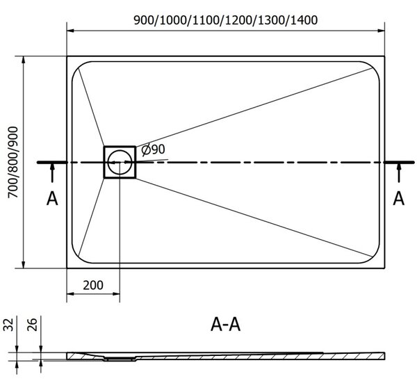Mexen Bert téglalap alakú SMC zuhanytálca 110 x 70 cm, fehér - 4K107011