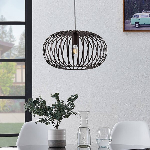 Lindby függőlámpa Nahele, barna, fém, Ø 40 cm, E27, dimmelhető, Nappali / Étkező, fém, Vintage