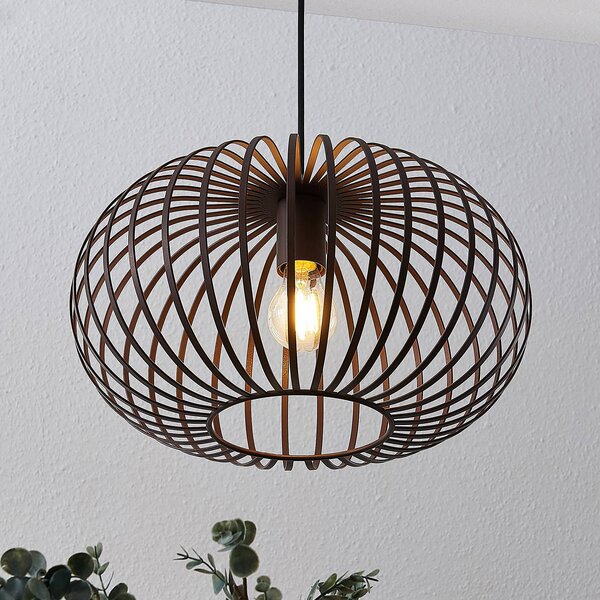 Lindby függőlámpa Nahele, barna, fém, Ø 40 cm, E27, dimmelhető, Nappali / Étkező, fém, Vintage