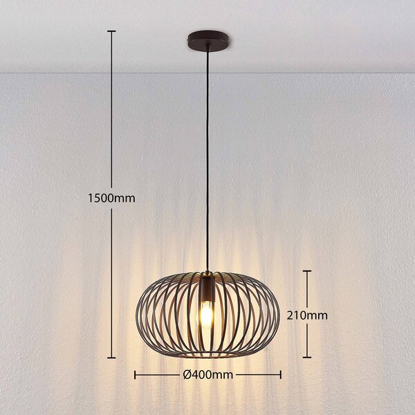 Lindby függőlámpa Nahele, barna, fém, Ø 40 cm, E27, dimmelhető, Nappali / Étkező, fém, Vintage