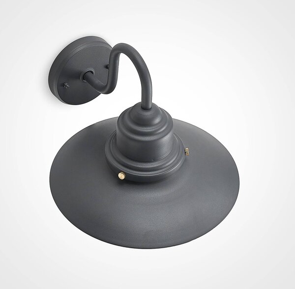 Lindby kültéri fali lámpa Roisin, antracit, fém, 31 cm, dimmelhető, Alu / szürke / cink, fém, Antik