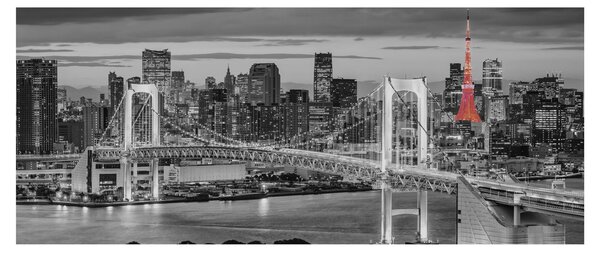 Kép - Nagyváros piros toronnyal (120x50 cm)