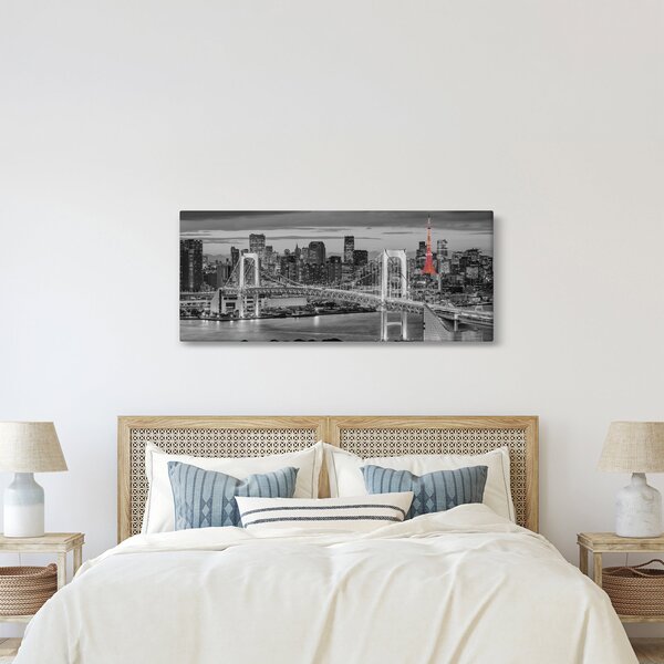 Kép - Nagyváros piros toronnyal (120x50 cm)