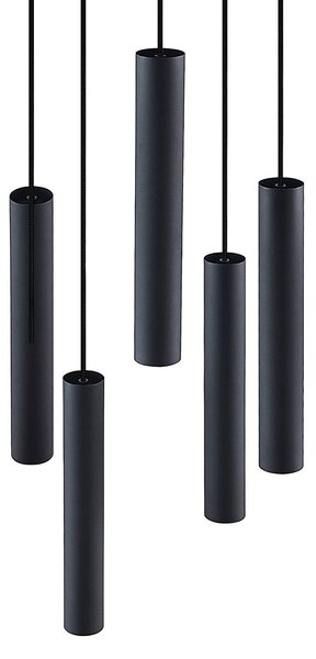 Lindby Sanad lógó világítás, Ø 40 cm, 5 izzós, fekete, GU10, dimmelhető, Fekete, Nappali / Étkező, fém, Modern
