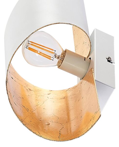 Lindby fali lámpa Desirio, fehér/arany, 35cm, fém, dimmelhető, Fehér / opál, Nappali / Étkező, fém, Modern