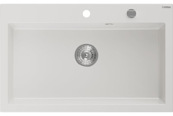 Mexen Elix gránit mosogató 1-medencés 800 x 500 mm, fehér, króm szifon - 6527801005-20