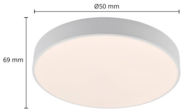 Lindby LED mennyezeti lámpa Simera, Ø 50cm, fehér, fém, dimmelhető, Fehér / opál, Nappali / Étkező, Műanyag, Modern