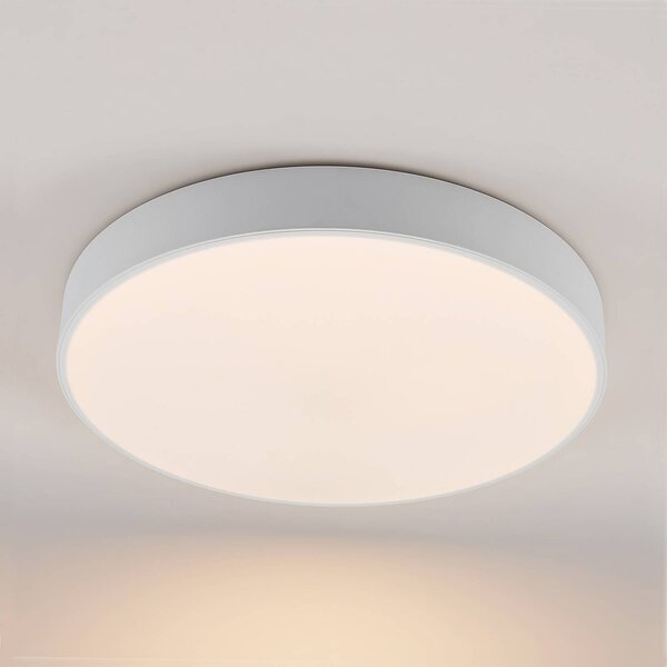 Lindby LED mennyezeti lámpa Simera, Ø 50cm, fehér, fém, dimmelhető, Fehér / opál, Nappali / Étkező, Műanyag, Modern