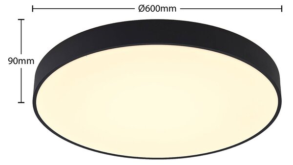Arcchio LED mennyezeti lámpa Vanida, fekete, Ø 60 cm, fel/le, dimmelhető, Fekete, Konyha, Alumínium, Modern