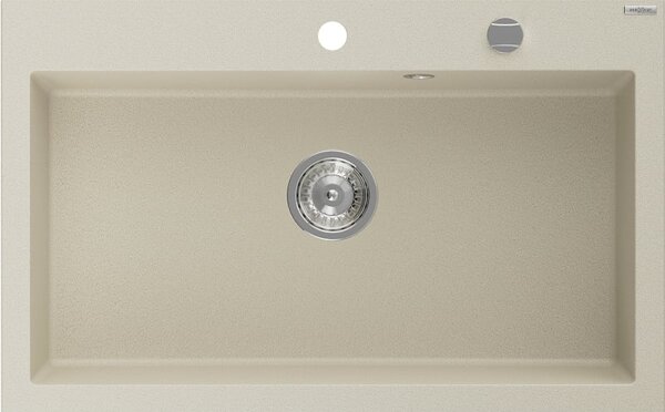 Mexen Elix gránit mosogató 1-medencés 800 x 500 mm, bézs, króm szifon - 6527801005-69