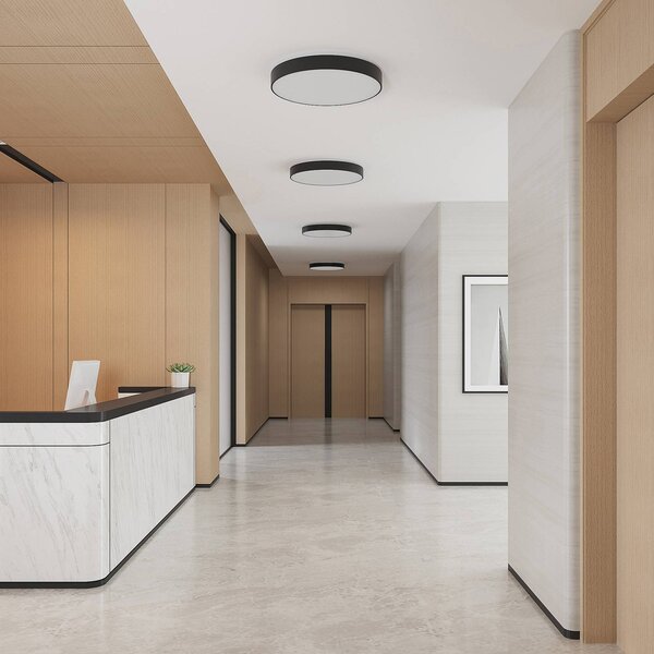 Arcchio LED mennyezeti lámpa Vanida, fekete, Ø 60 cm, fel/le, dimmelhető, Fekete, Konyha, Alumínium, Modern