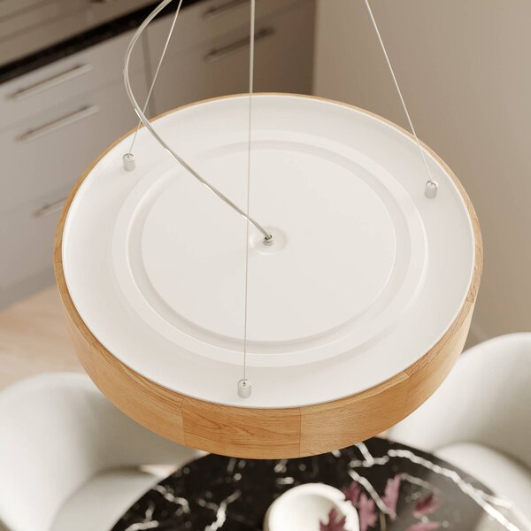 Envostar függesztéklámpa Kerio, Ø 47 cm, tölgyfa, dimmelhető, Nappali / Étkező, Fa, Modern