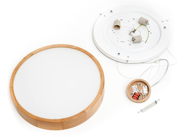 Envostar függesztéklámpa Kerio, Ø 47 cm, tölgyfa, dimmelhető, Nappali / Étkező, Fa, Modern