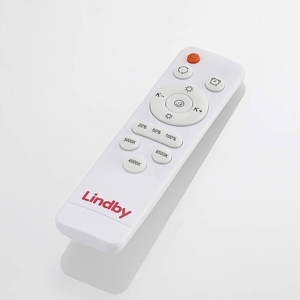 Lindby Arnim LED mennyezeti lámpa, fehér, műanyag, Ø 49cm, IP44, dimmelhető, Fehér / opál, Fürdőszoba, Műanyag, Modern
