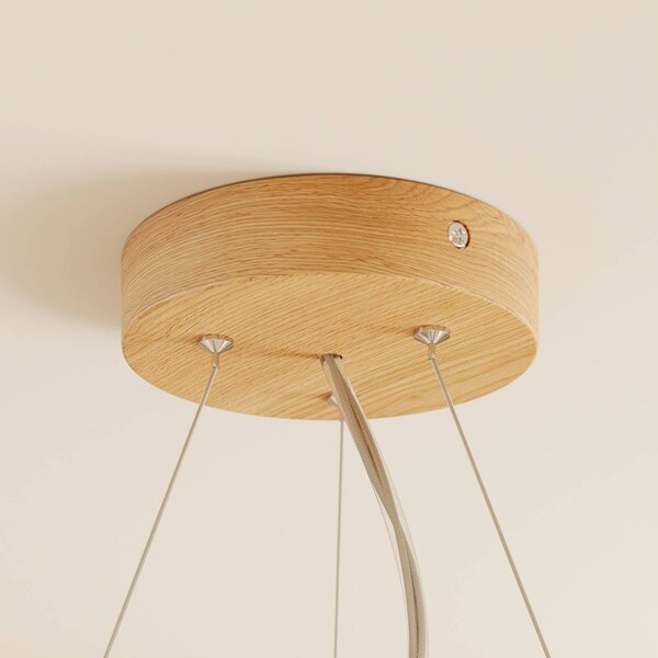 Envostar függesztéklámpa Kerio, Ø 47 cm, tölgyfa, dimmelhető, Nappali / Étkező, Fa, Modern