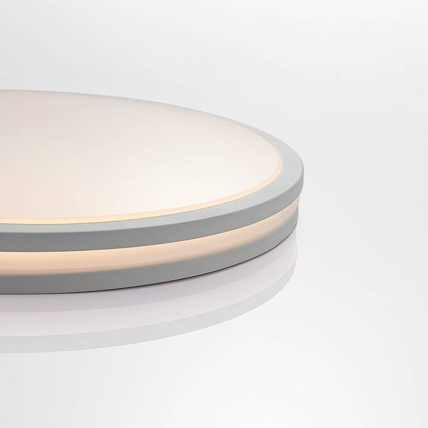 Lindby Arnim LED mennyezeti lámpa, fehér, műanyag, Ø 49cm, IP44, dimmelhető, Fehér / opál, Fürdőszoba, Műanyag, Modern