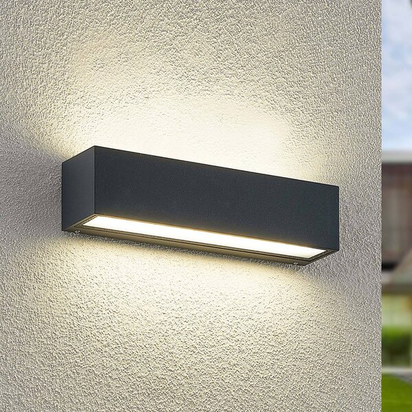 Arcchio LED fali világítás Lengo, 25 cm, 2 izzós, antracit, CCT, Fekete, Alumínium, Modern