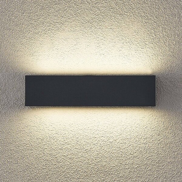 Arcchio LED fali világítás Lengo, 25 cm, 2 izzós, antracit, CCT, Fekete, Alumínium, Modern