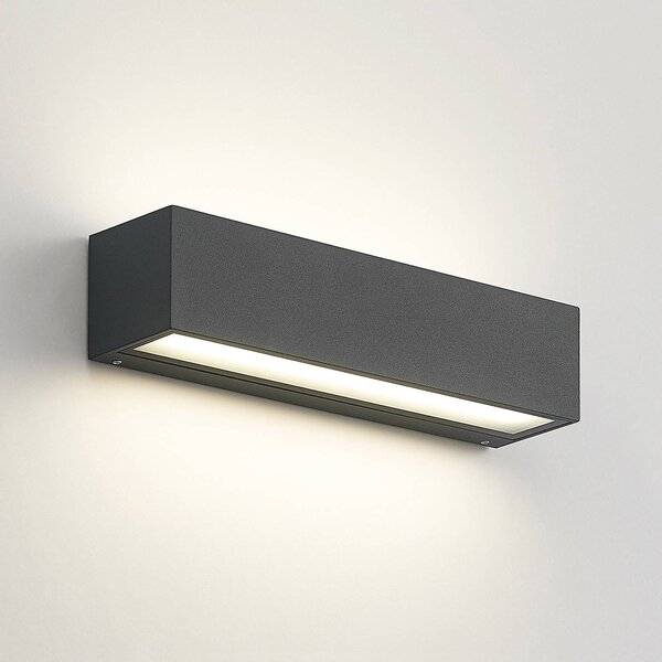 Arcchio LED fali világítás Lengo, 25 cm, 2 izzós, antracit, CCT, Fekete, Alumínium, Modern