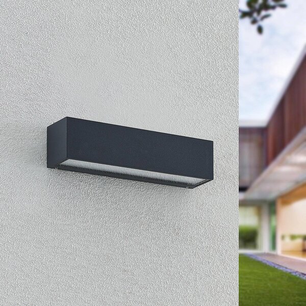 Arcchio LED fali világítás Lengo, 25 cm, 2 izzós, antracit, CCT, Fekete, Alumínium, Modern